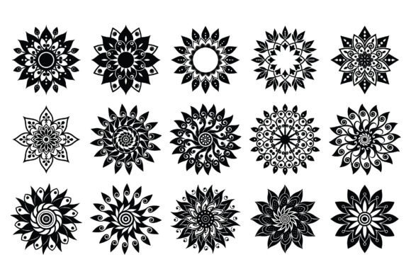 Beautiful Mandala Wave Frames Set Vector