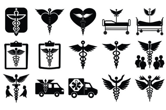 Caduceus Health Silhouette Vector -Vol 2: A Versatile Resource for Creators and Businesses