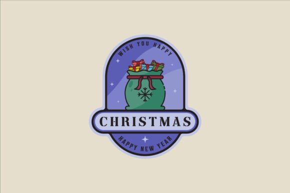 Christmas Gift Bags Emblem Logo Line