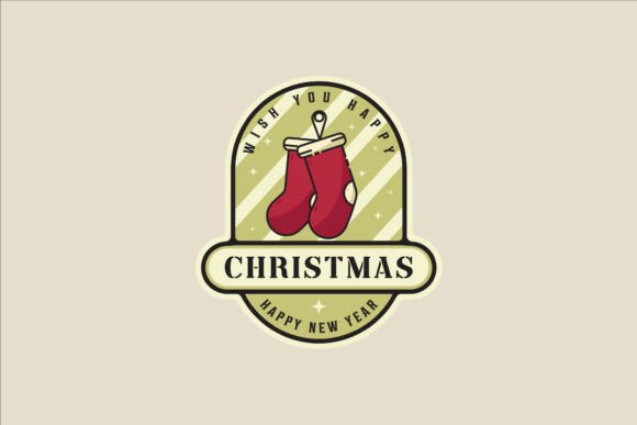 Christmas Sock Emblem Logo Line Color