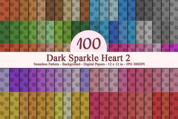 Dark Sparkle Heart 2 Seamless Pattern: A Versatile Digital Design for Every Project