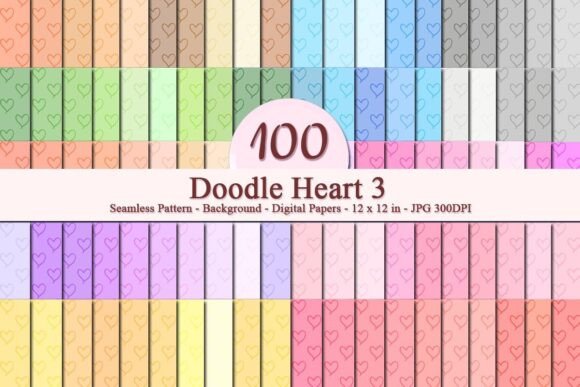 Enhance Your Creative Projects with Doodle Heart 3 Seamless Pattern