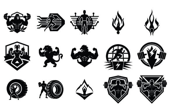 Gym Logo Silhouette Vector -Vol 2