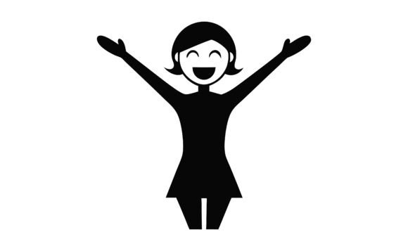 Happy Excited Mood Silhouette Icon: A Versatile Design for Creative Projects