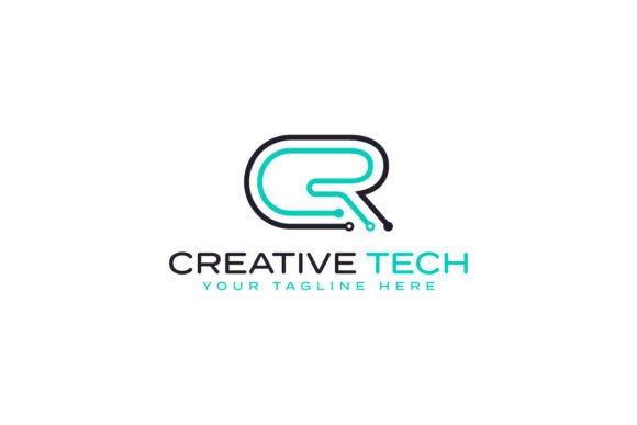 Letter CR Tech Futuristic Logo Design