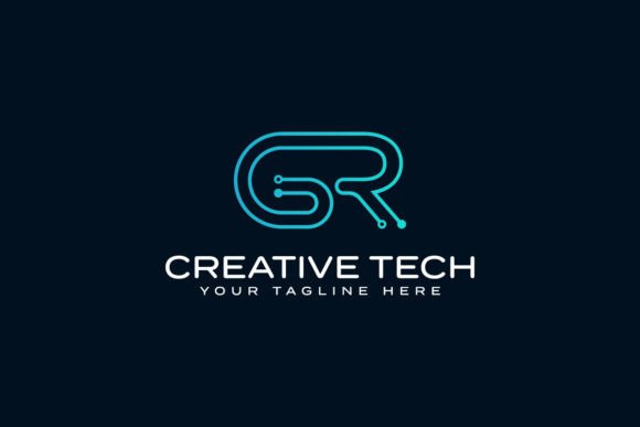 Letter GR Tech Futuristic Logo Design