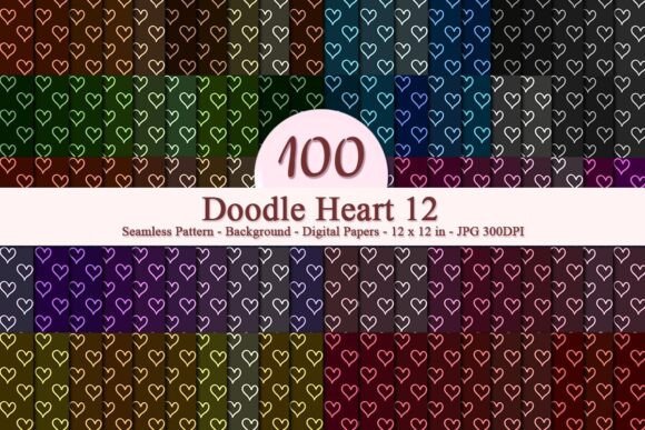 Maximize Your Creative Potential with Doodle Heart 12 Seamless Pattern