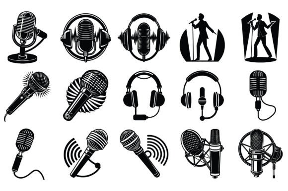 Microphone Silhouette Vector - Vol 2: A Versatile Design Tool for Creators and Businesses