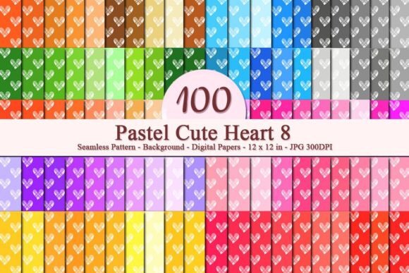 Pastel Cute Heart 8 Seamless Pattern: A Versatile Digital Design for Modern Creatives
