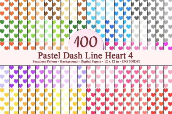 Pastel Dash Line Heart 4 Pattern: A Versatile Digital Design for Creative Projects