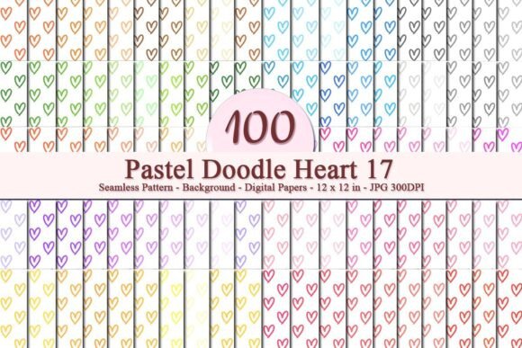 Pastel Doodle Heart 17 Seamless Pattern