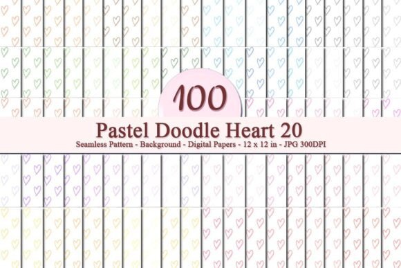 Pastel Doodle Heart 20 Seamless Pattern