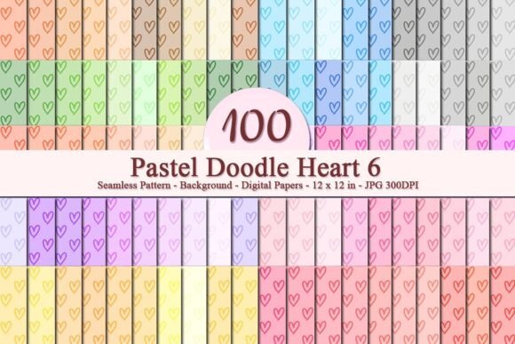 Pastel Doodle Heart 6 Seamless Pattern