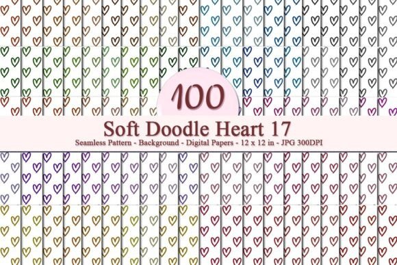 Soft Doodle Heart 17 Seamless Pattern