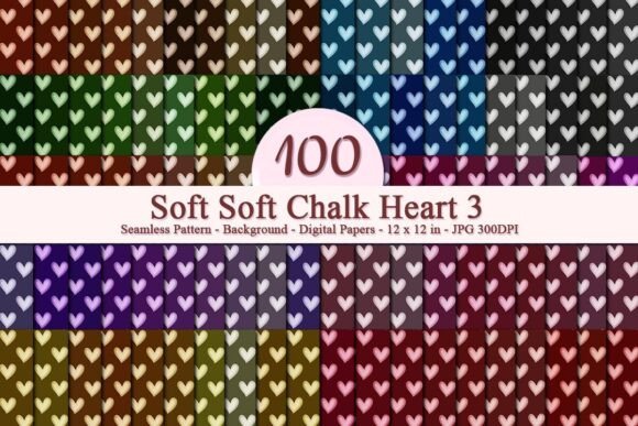 Soft Soft Chalk Heart 3 Seamless Pattern