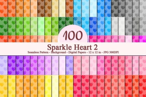 Sparkle Heart 2 Seamless Pattern