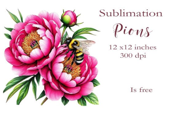 Watercolor Sublimation of Peony PNG